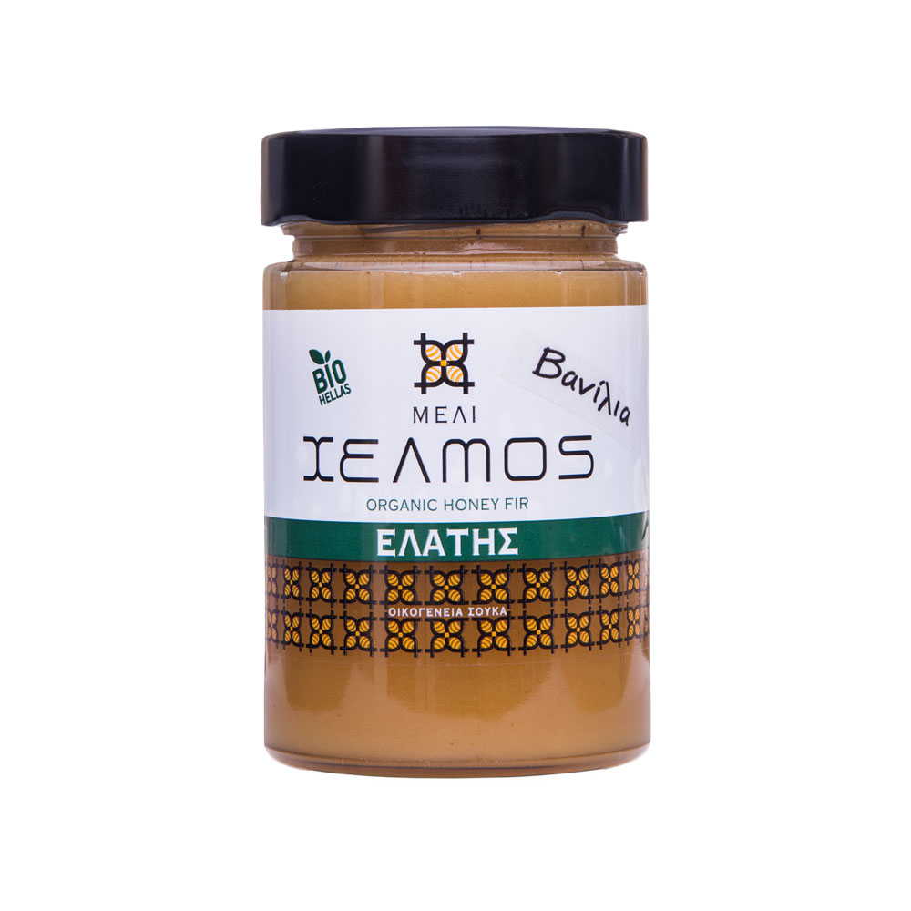 Bio_Fir_Vanilla_450 Greek Organic Fir Vanilla Honey HELMOS 450gr